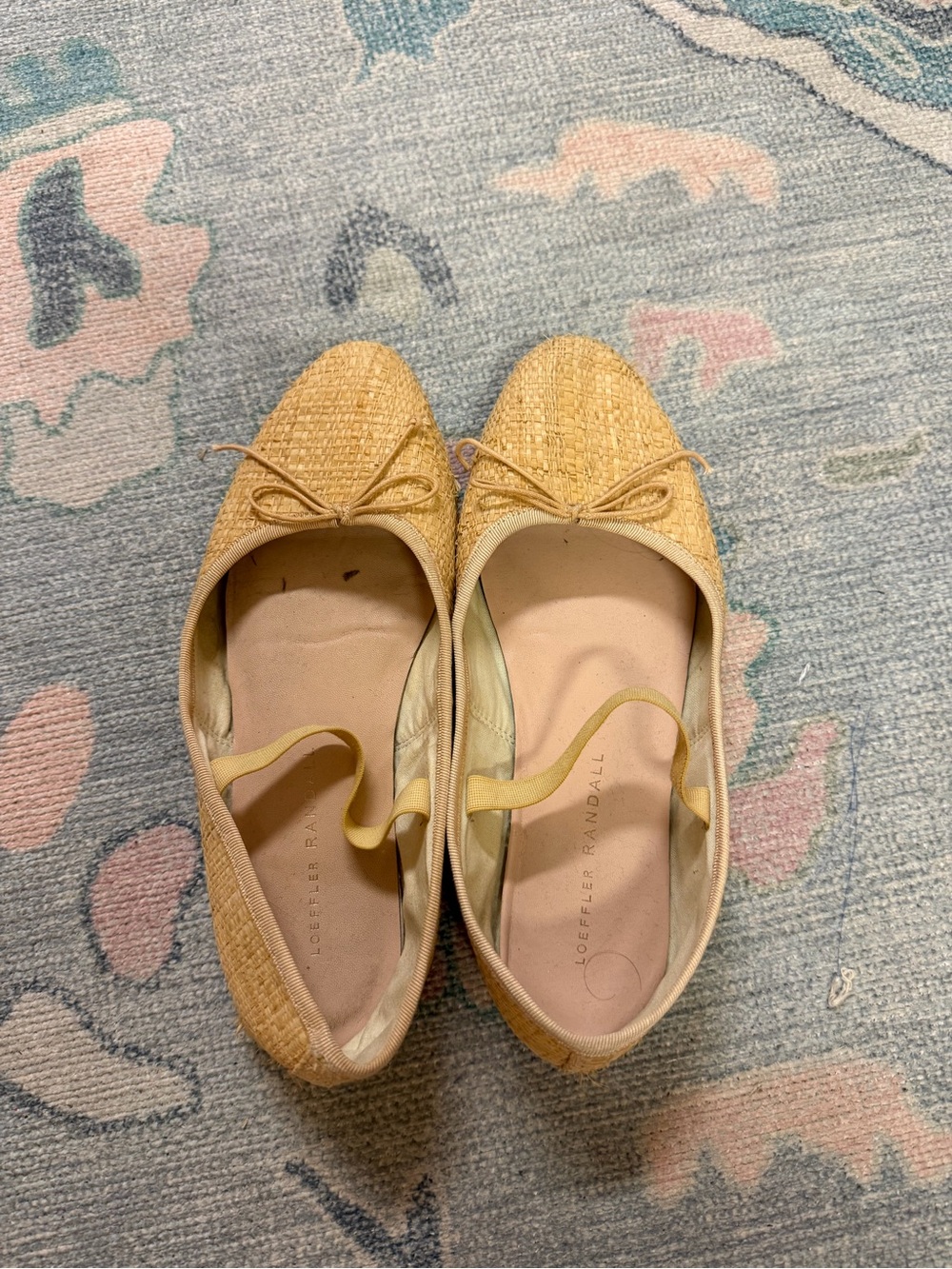 Loeffler Randall Natural Straw Ballet Flats with Bow